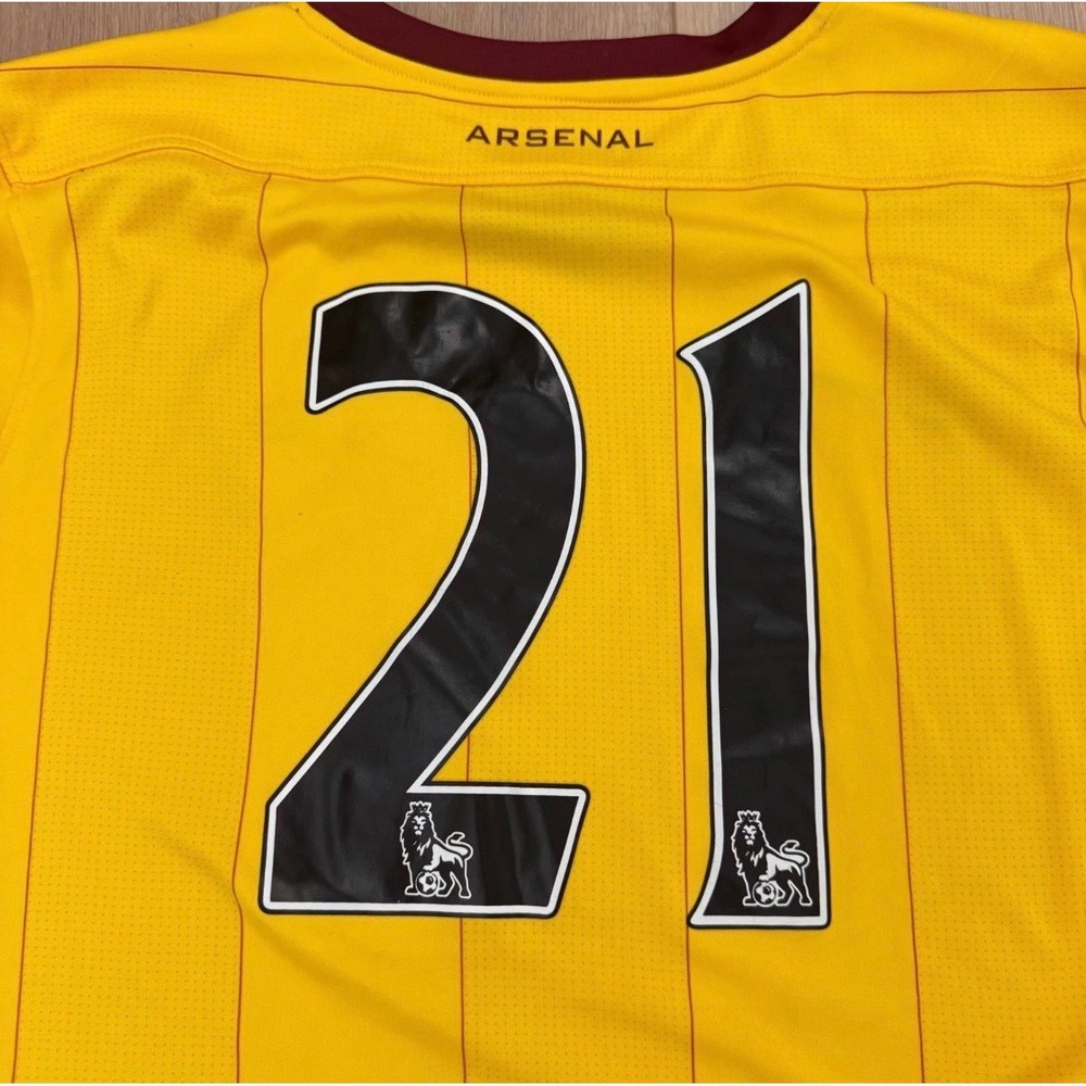 H7 Nike Arsenal FC 2010-2011 Away Jersey Yellow #21 Fabianski Premier League L - Picture 7 of 7